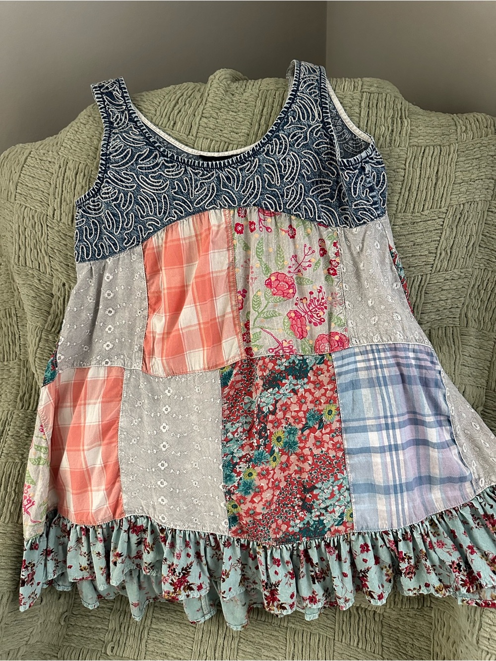 Young threads multicolor, patchwork tunic top